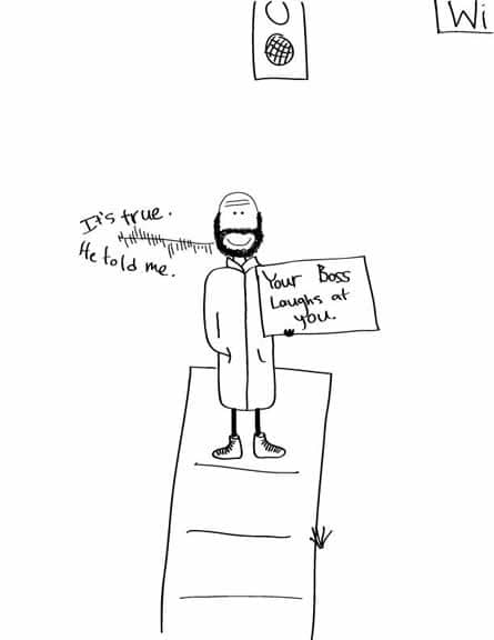 Original Hobo Beau artifact titled Boss Laughing, generated from the filename 06-07-08bosslaughing.jpg.