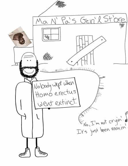 Original Hobo Beau artifact titled Homo Erectus, generated from the filename 06-14-08homoerectus.jpg.