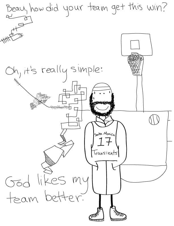 Original Hobo Beau artifact titled God Likes My Team, generated from the filename 07-22-08godlikesmyteam.jpg.